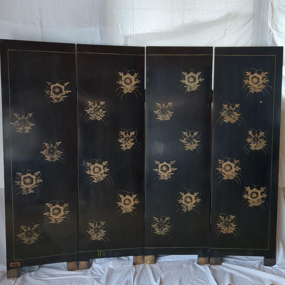 中国美術の螺鈿細工、 ４つ折り衝立