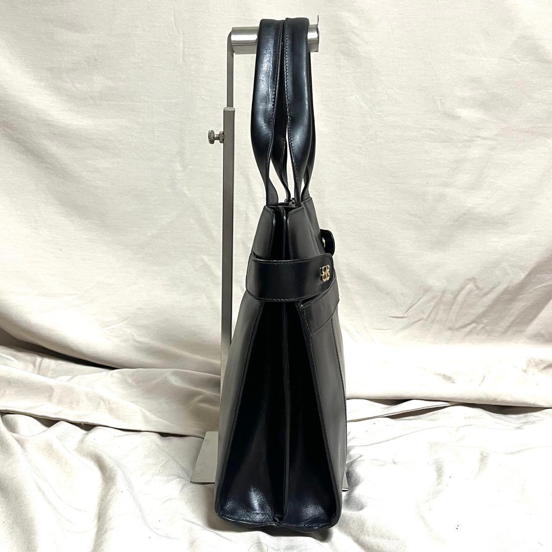 バレンシアガ　ハンドバッグ　オールレザー　BB ロゴ金具　イタリア製　黒