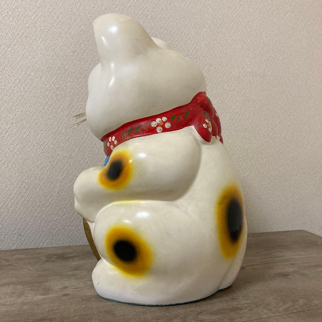 ・特大　古い招き猫　招福置物　貯金箱　千万両縁起物〈検 常滑焼　七福神　薬師窯