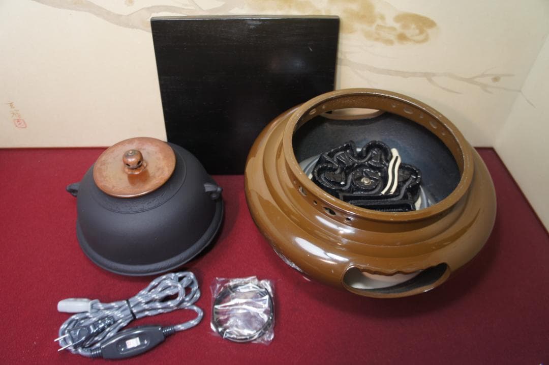 専用☆さびでお悩みのお方へ志きの合金製朝鮮風炉釜 唐銅蓋 釜鐶 電熱器 送料込