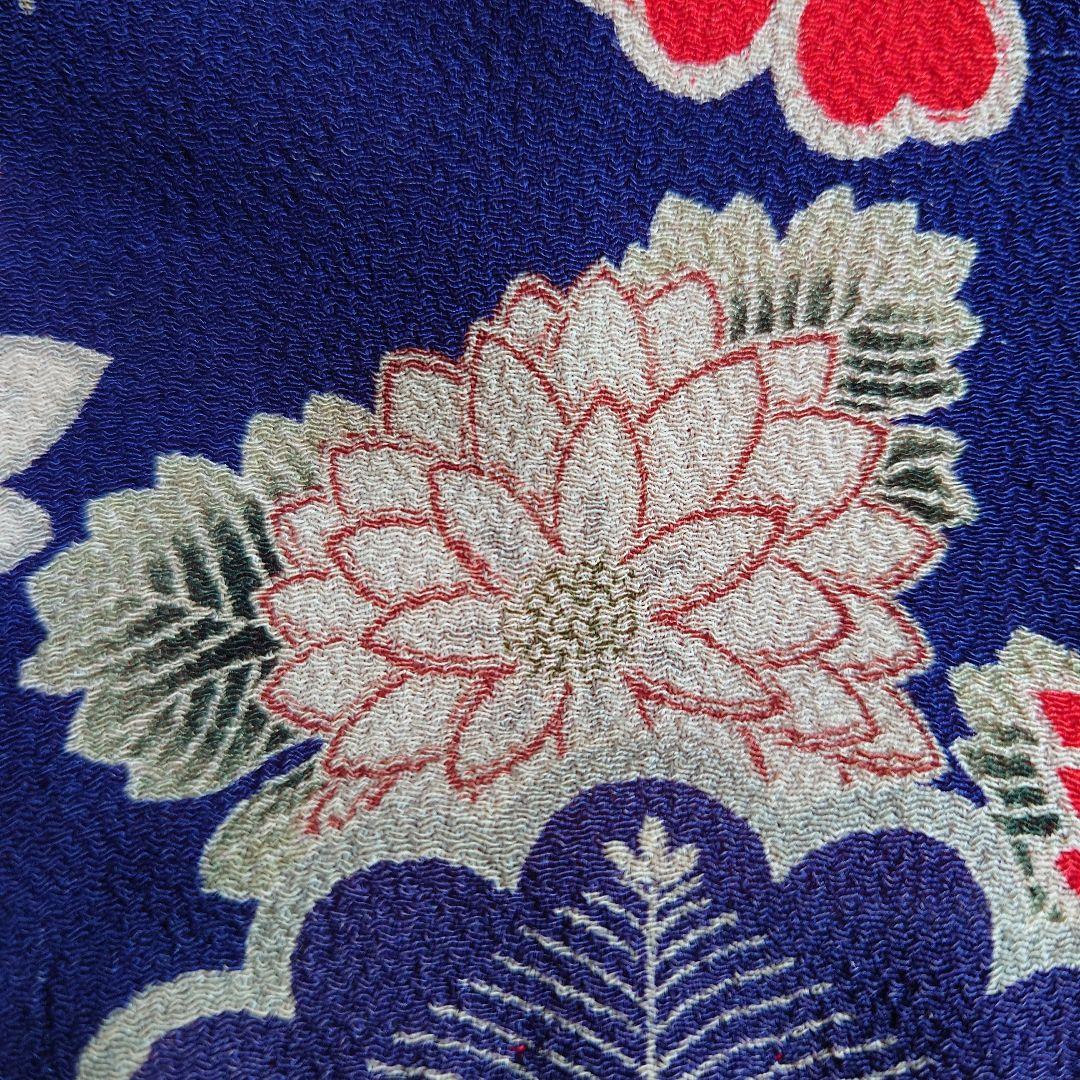 アンティーク　市松人形の着物　大正期の縮緬　袷　比翼付き　袂二枚本仕立て