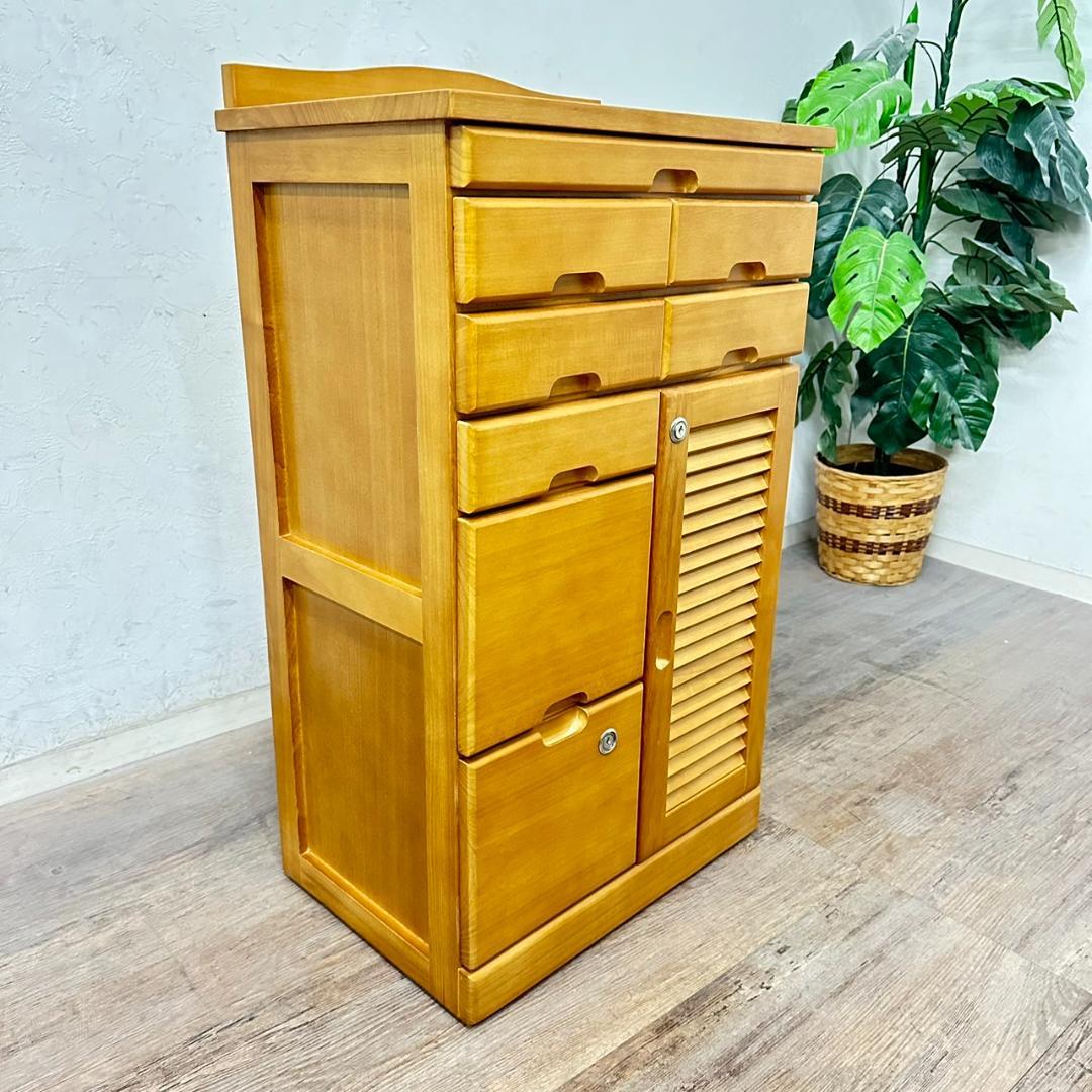 【新品・未使用】　FAX台　電話台　キャビネット　チェスト　鍵付き