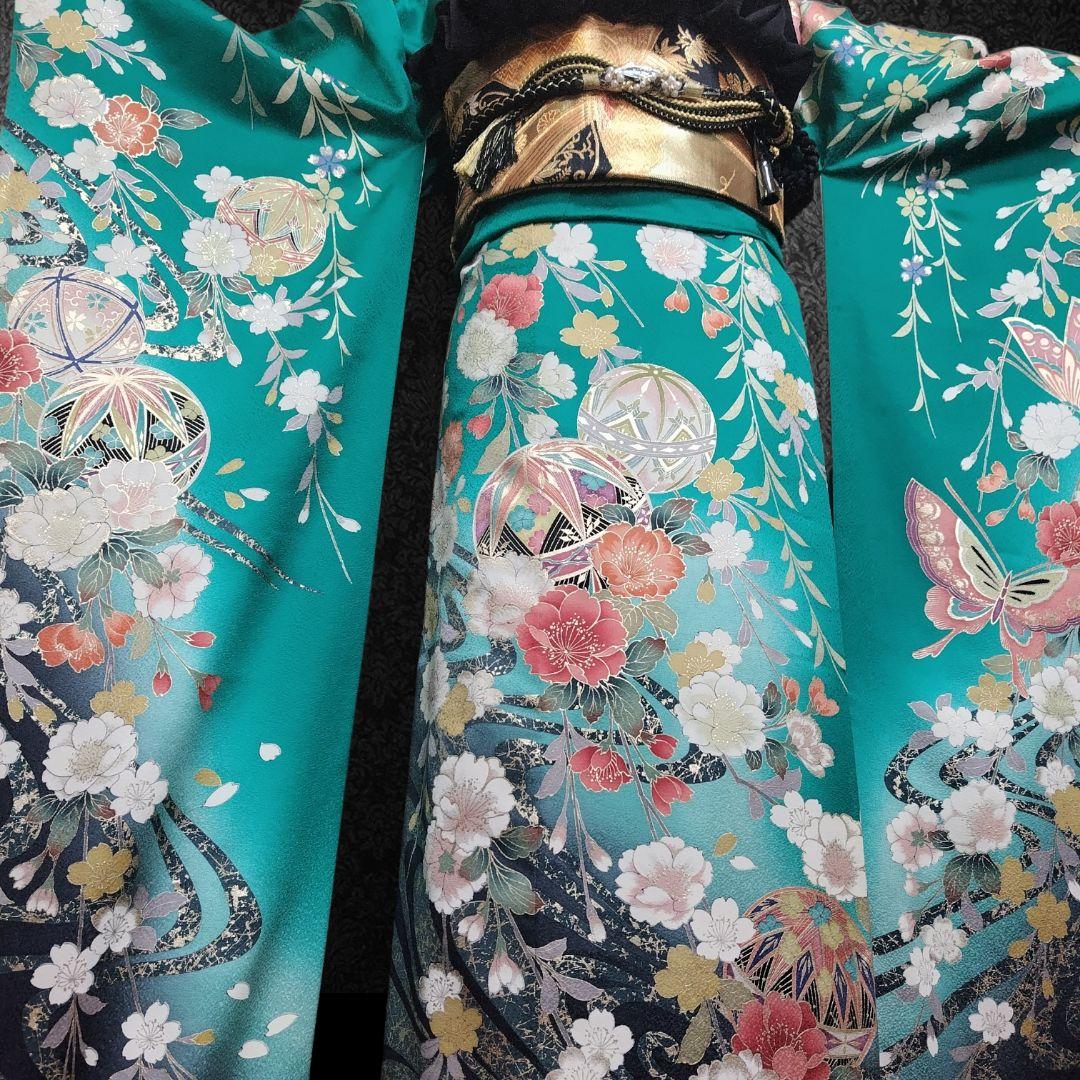 振袖フルセット(7点)・古典柄・やまと誂製・金彩加工・胴裏正絹・正絹