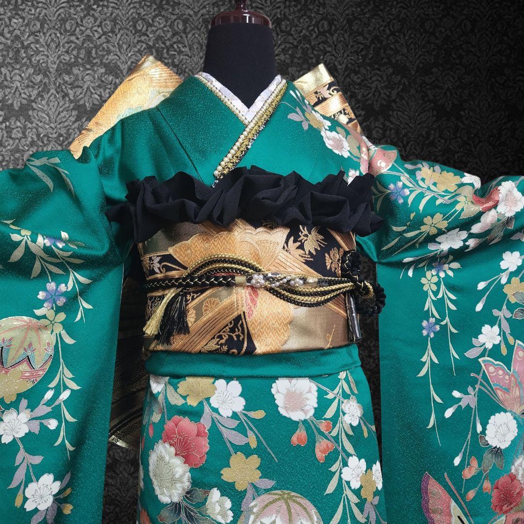 振袖フルセット(7点)・古典柄・やまと誂製・金彩加工・胴裏正絹・正絹