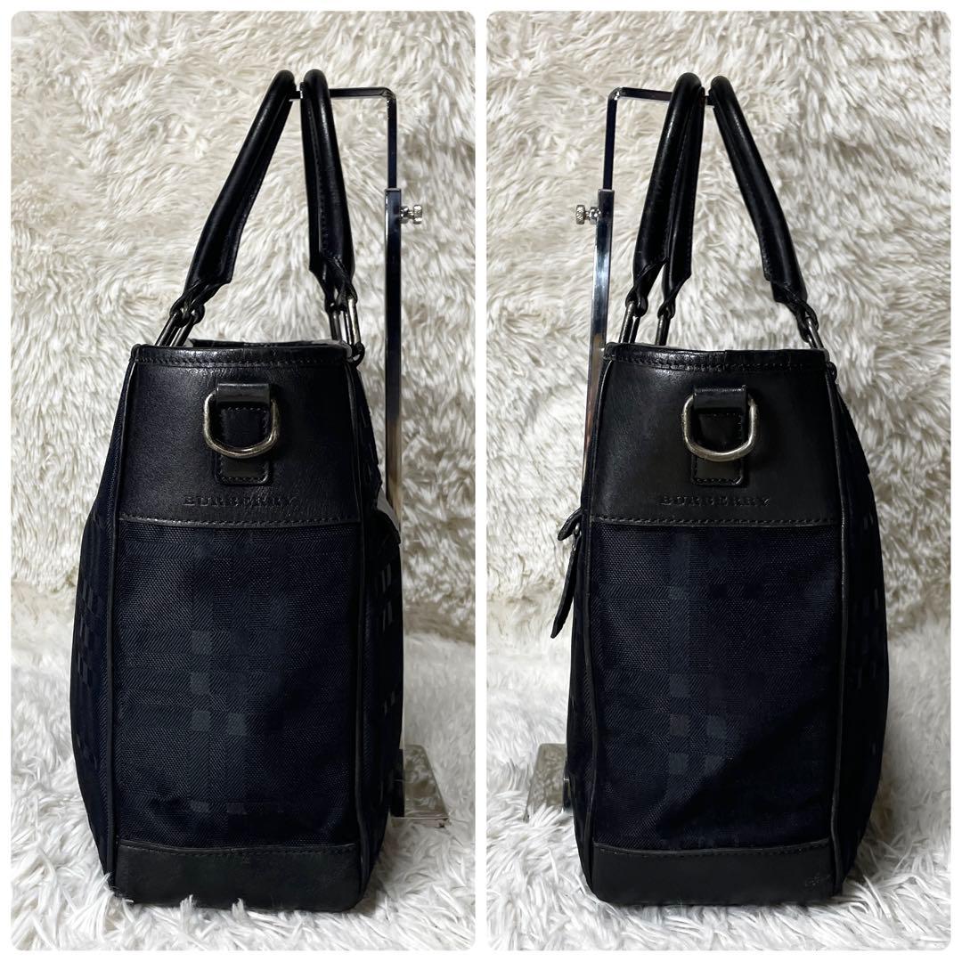 【良品】Burberry バーバリー　ブリーフケース　キャンバス　ブラック　黒