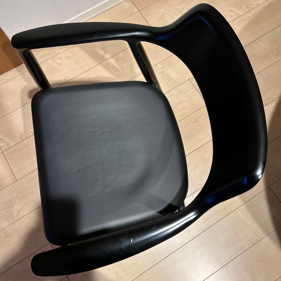 美品　マルニ木工　ヒロシマ　レザー　ラウンジチェア　ブラック アームチェア