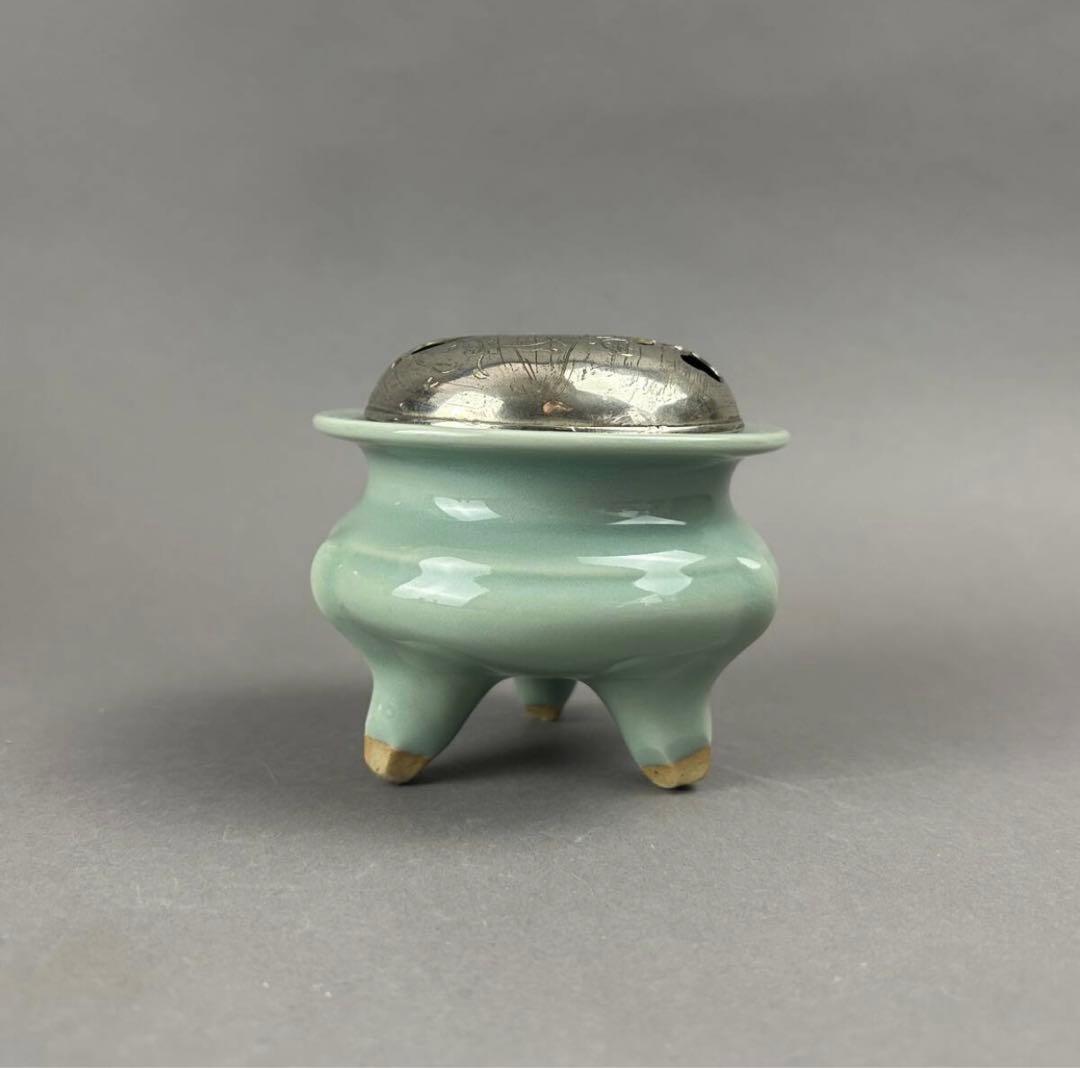 平安蘇山作 青磁香炉 X-90