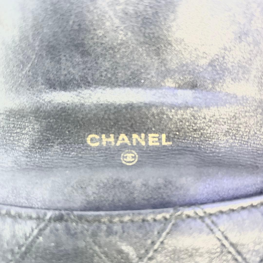 シャネル　ビコローレ　二つ折り　財布　ココマーク　ブラック　レザー　Wホック