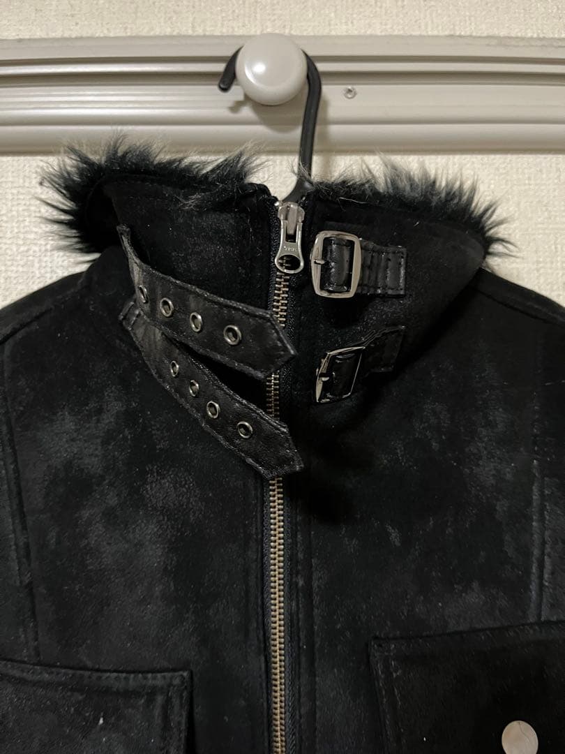 Semanticdesign ファー付きスウェードレザージャケット