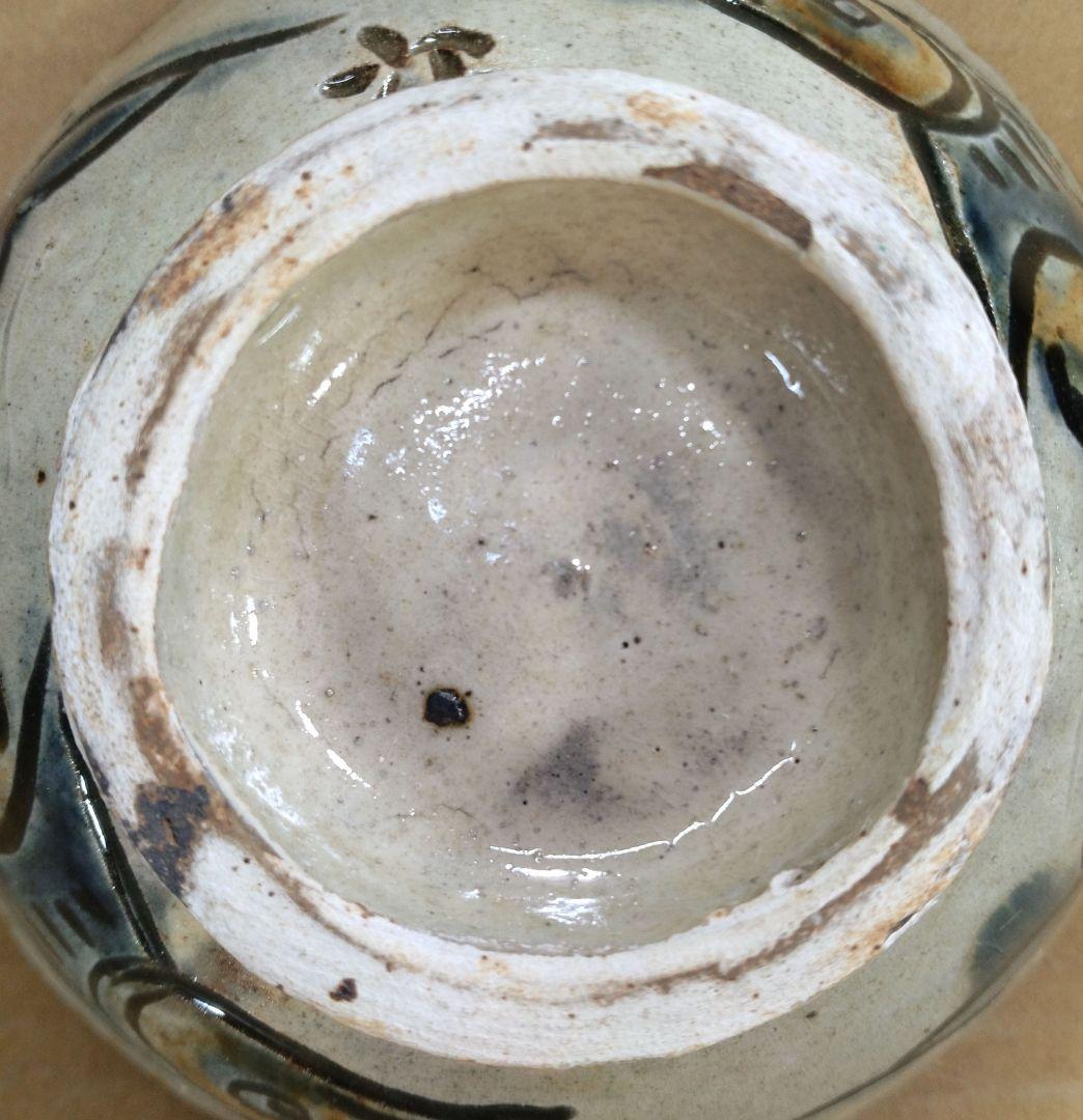 【本物保証】金城次郎 魚紋マカイ(壷屋焼 魚紋茶碗）共箱 栞 美品 やちむん