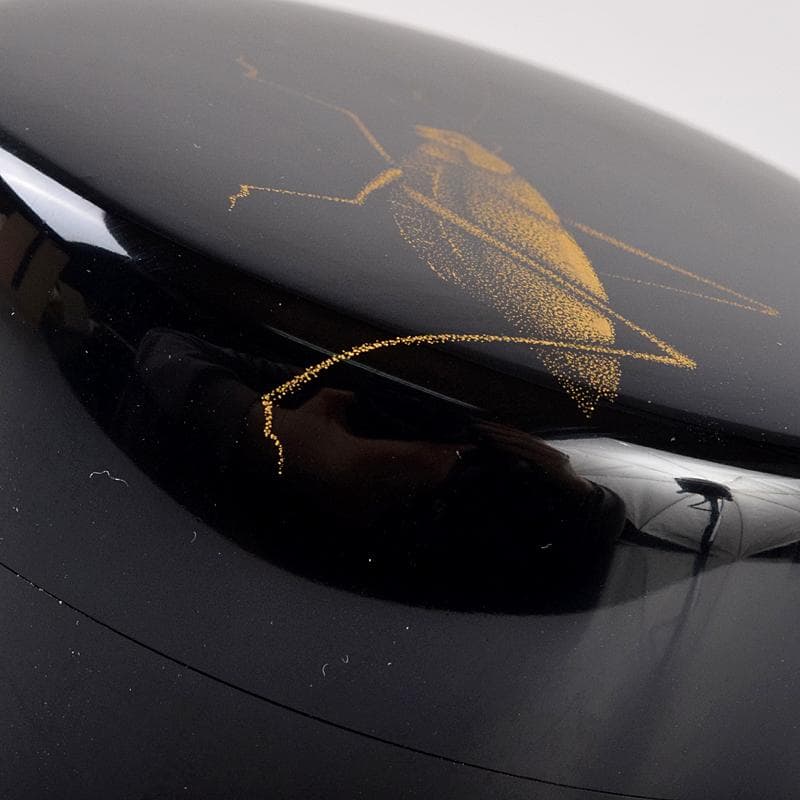 茶道具　輪島塗　文化功労者　三谷吾一作　虫沈金　棗　共布共箱　Y　R8856