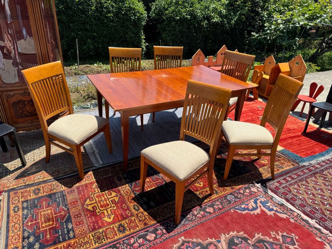 超広々サイズ！アメリカ Ethan Allen 伸長式テーブル&チェア6脚