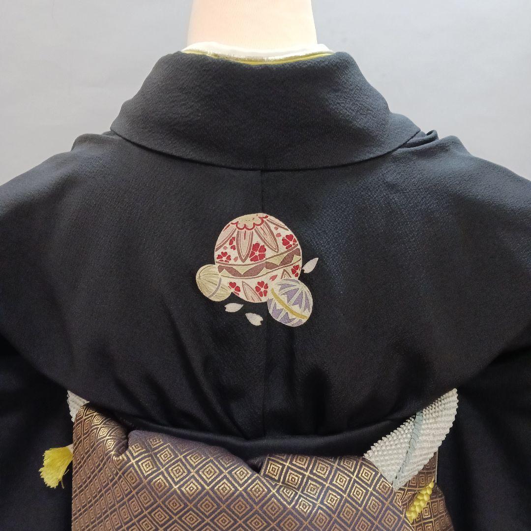 新品　シンプル黒ちりめん　振袖フルセット