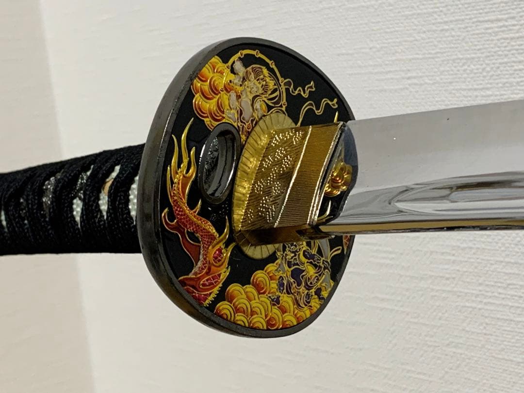 【模造刀】日本刀 打刀 肥前忠広 美しい鍔 樋入刀身