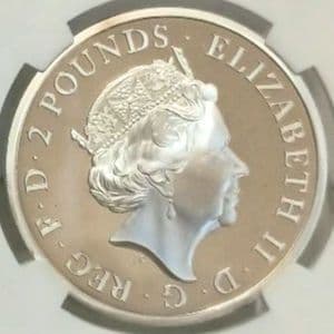 2020 イギリス ブリタニア 1オンス 2ポンド 銀貨 NGC PF69 UC