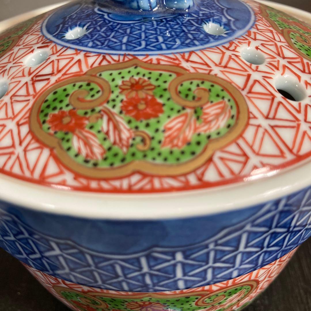 【源右衛門】古伊万里の伝統　日本の名窯　舘林源右衛門作　古伊万里間取亀甲文　香炉