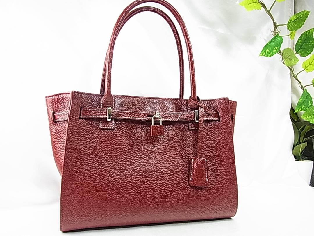 正規美品傳濱野DEN HAMANOミーティア Mietiaハンドバッグボルドー