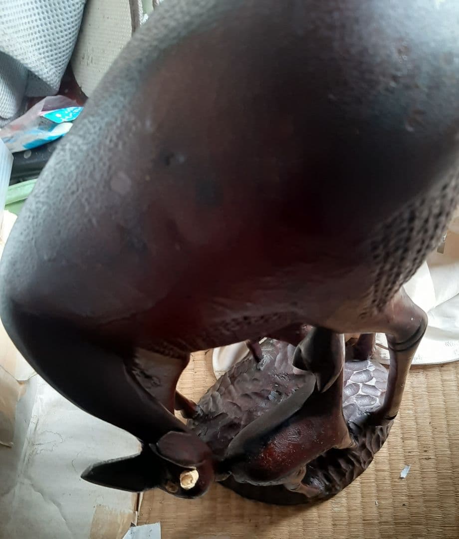 木製親子シカ彫刻 約