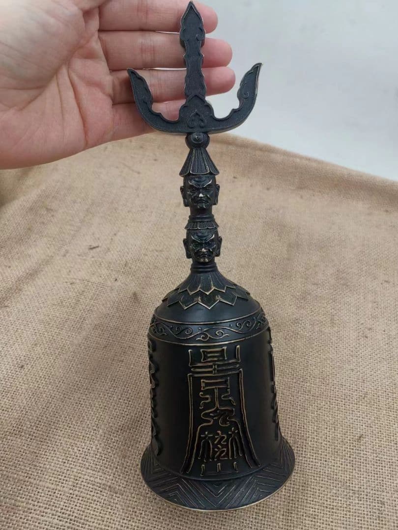 【修縁堂】古美術品 道教の法器 天蓬帝鐘 三清鈴 呼鈴 持鈴 vajra23CM