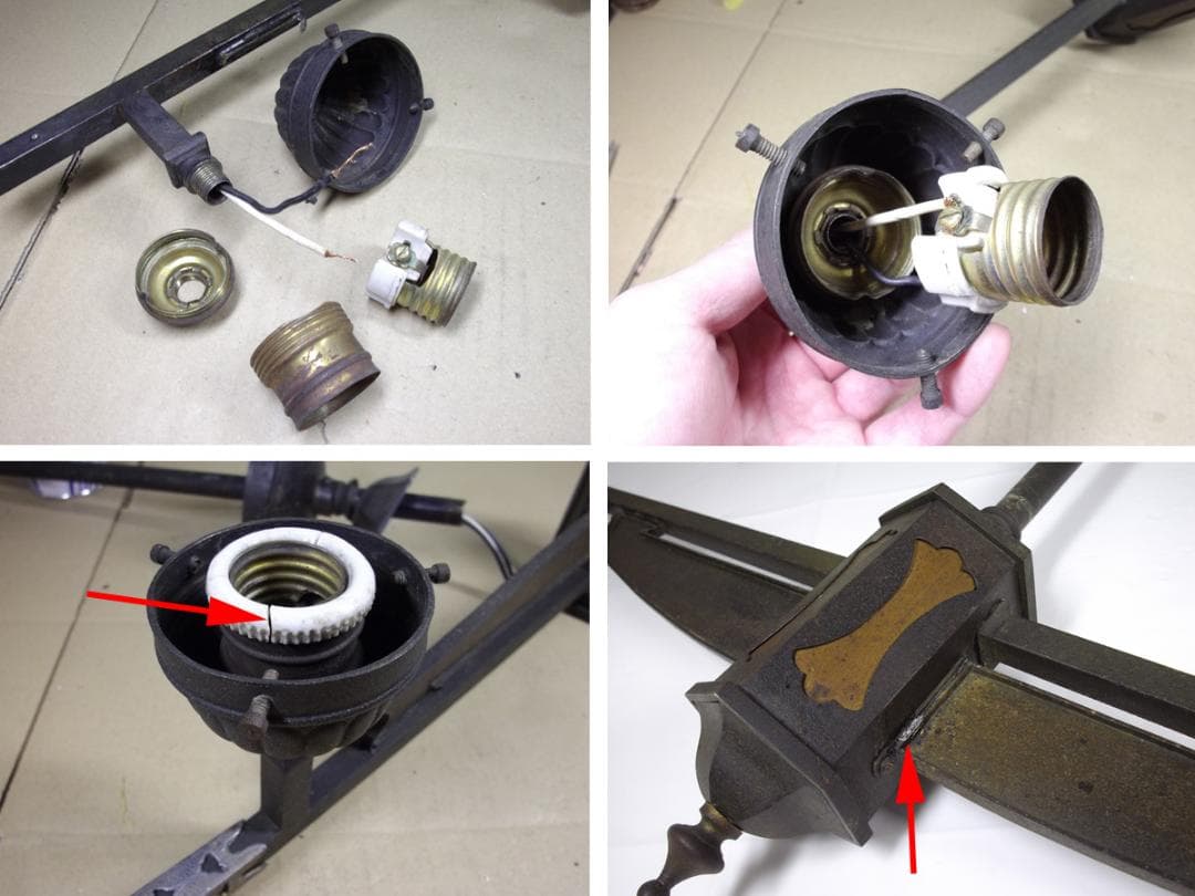 和風照明　二灯式　大正昭和レトロ　 電傘 電笠 花菱文　乳白ガラス