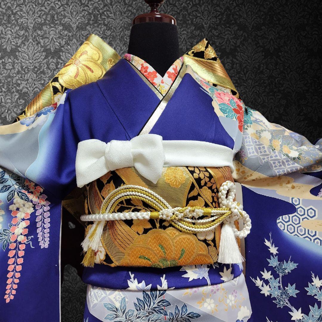 SALE中☆振袖フルセット(7点)・成人式・古典柄・金彩加工・胴裏正絹・高級手縫