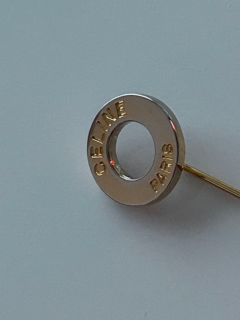 CELINE セリーヌ シルバー製 ゴールドトーン ピンブローチ