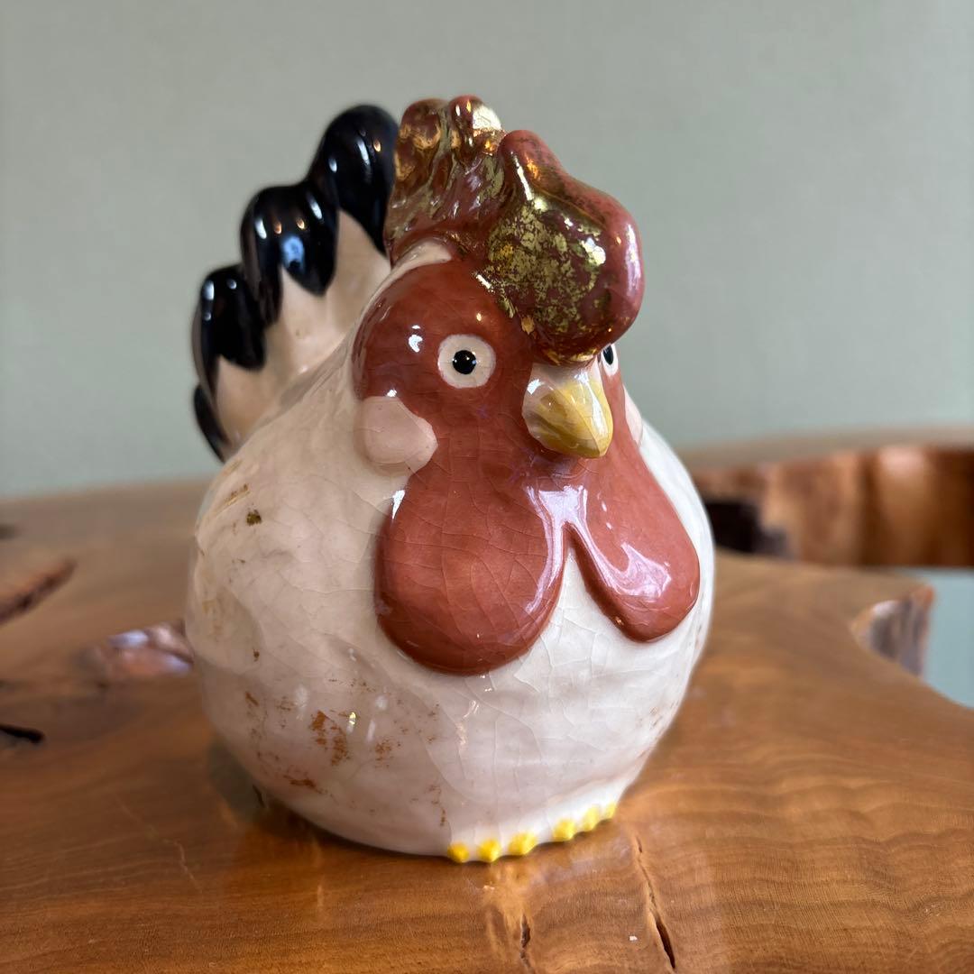 六兵衛窯 干支置物 「白鶏」酉年 清水焼 陶芸 たち吉 共箱