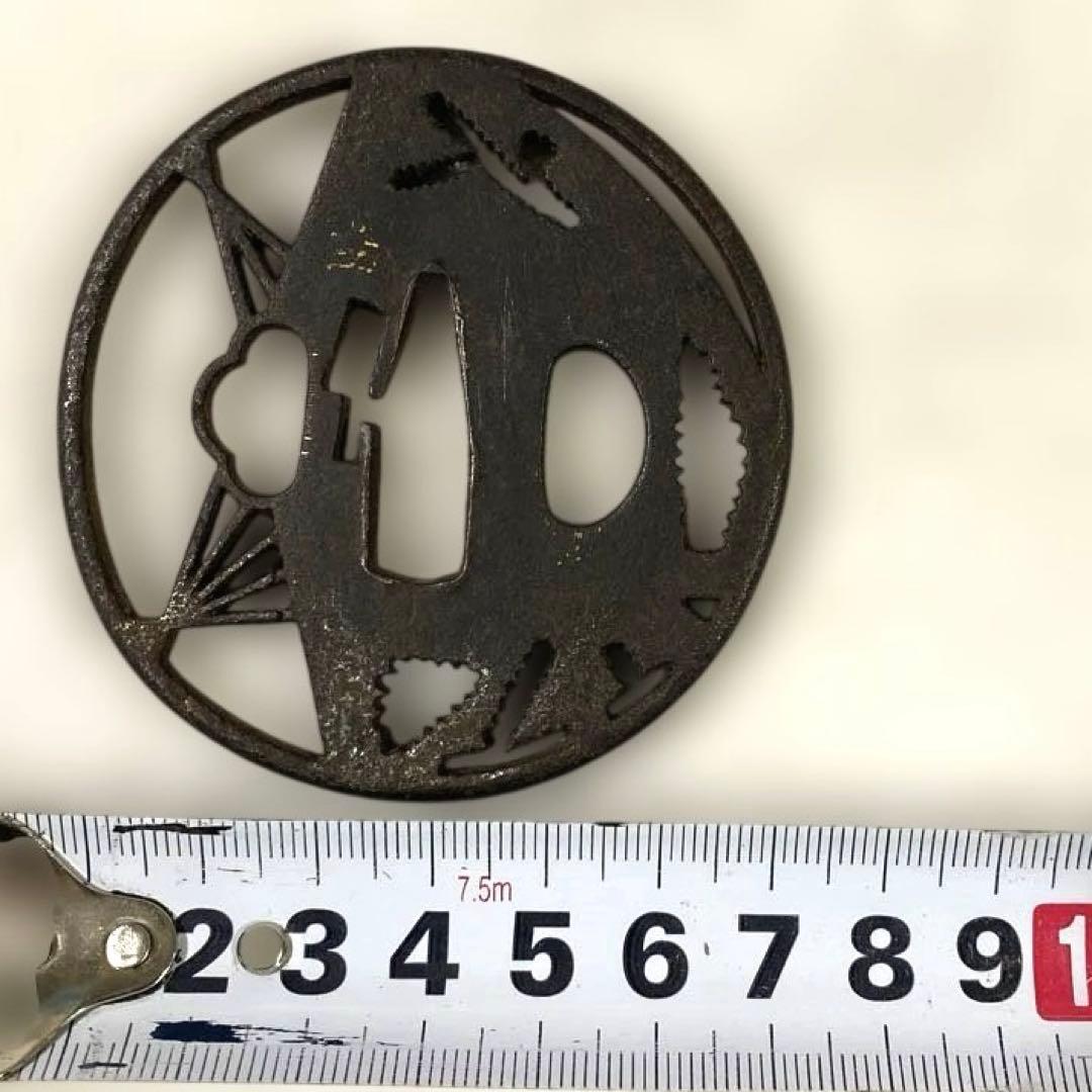 B-76 鍔　透鍔　金象嵌　武具　刀装具　骨董品　時代物　日本　美術品　工芸品