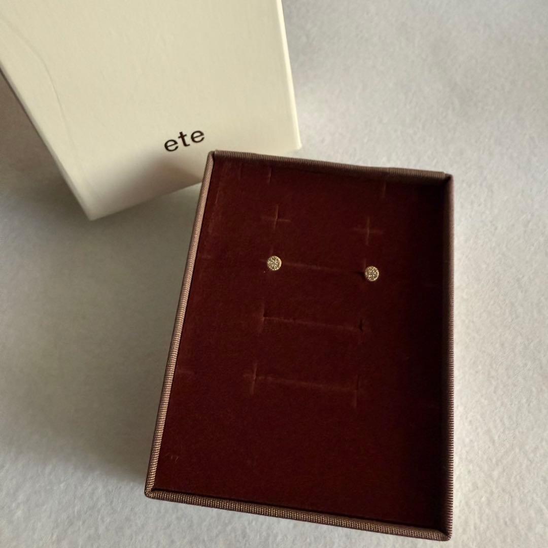 ete エテ K18 ダイヤモンド ピアス パヴェ スタッド イエローゴールド