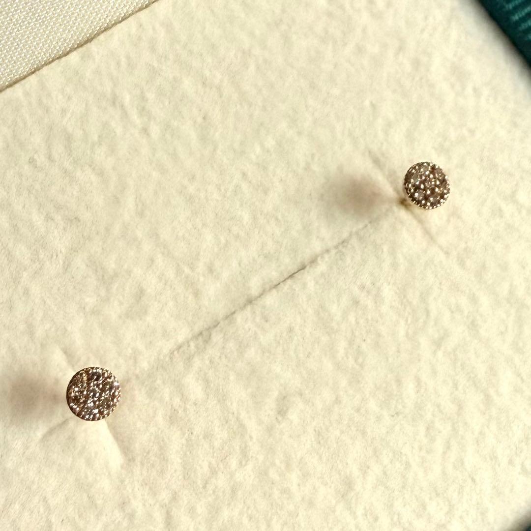 ete エテ K18 ダイヤモンド ピアス パヴェ スタッド イエローゴールド