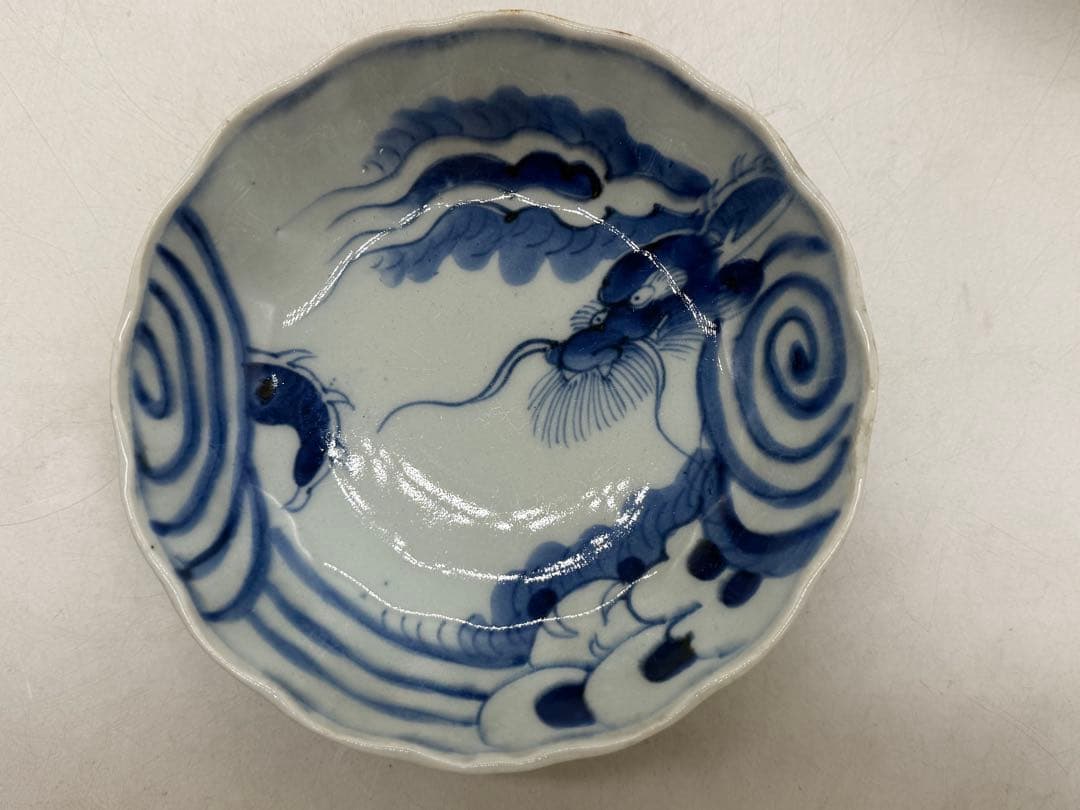 染付　龍紋鱠皿4点　なます　懐石料理　送料込み260123