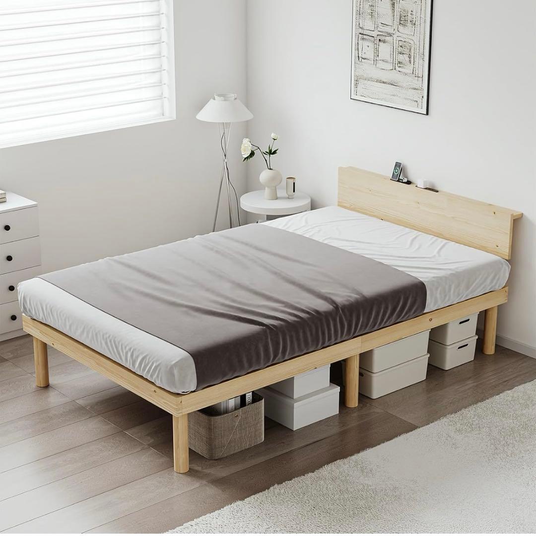 ベッド ベッドフレーム シングル 宮棚 2口コンセント 耐荷重200kg