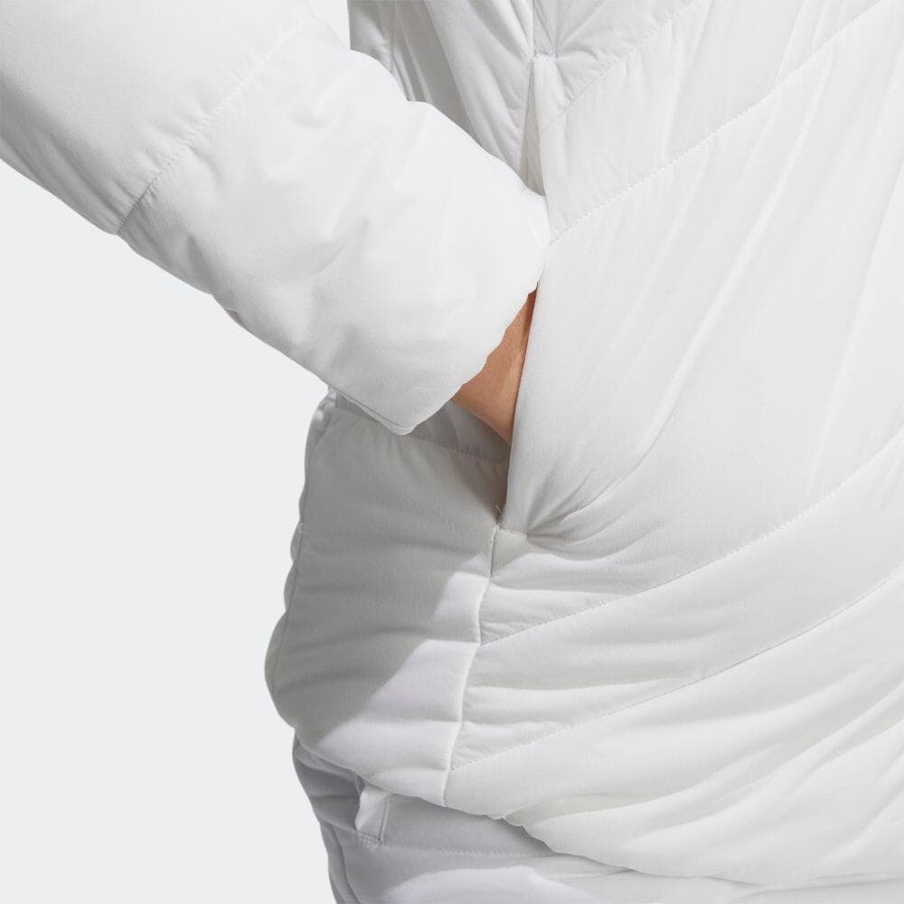 【S】秋冬 アディダス ゴルフ 保温 キルティング 中綿セットアップ白