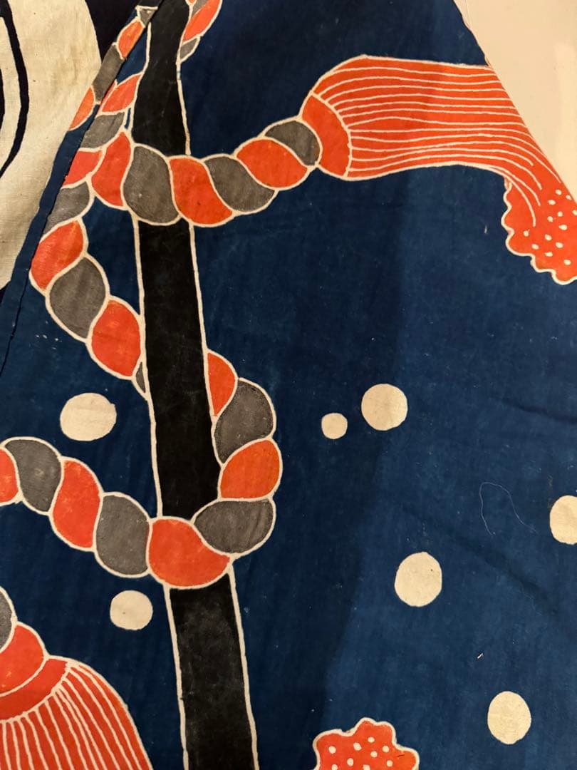 ②骨董レア品　日本古布　藍染木綿　東北馬飾り　観賞用、リメイク材料