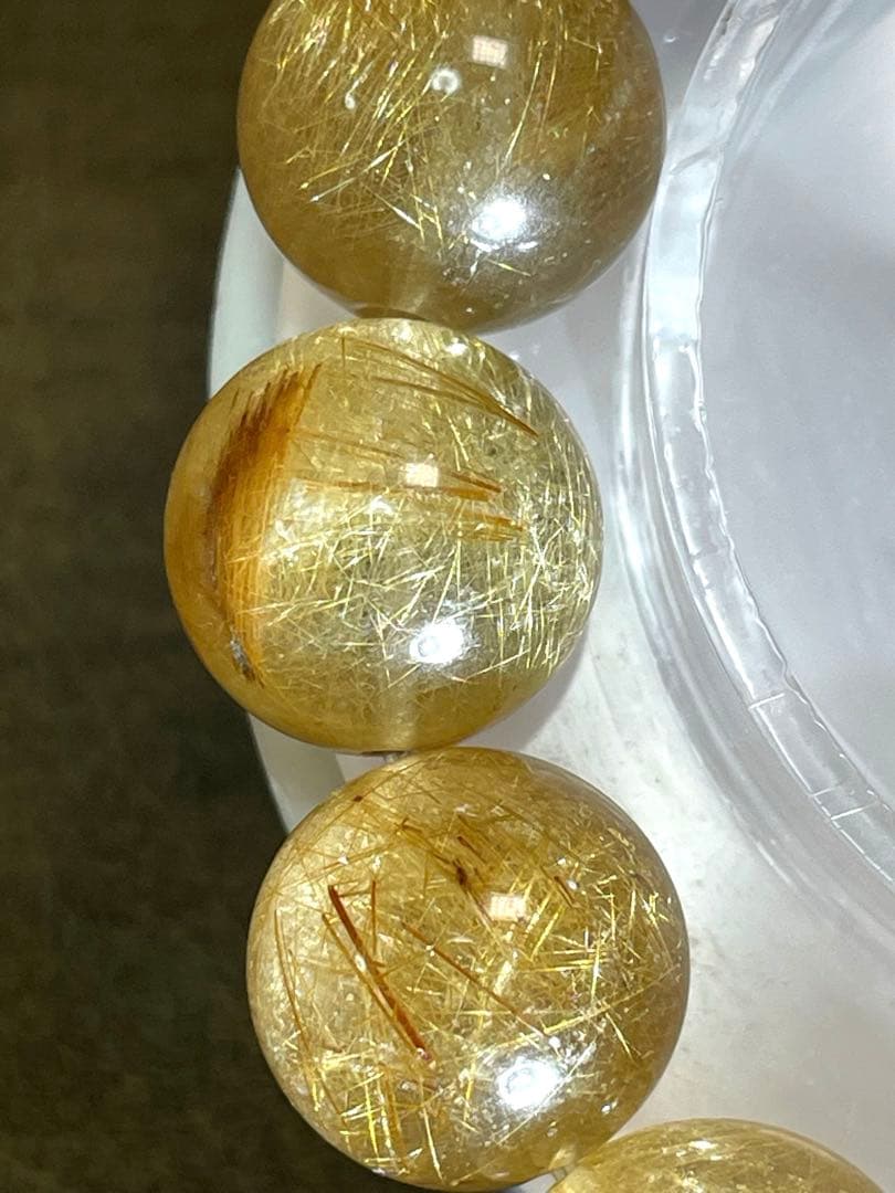 高品質　新入荷　ミックスルチルブレス超大玉約14.7㎜（新品未使用）金運虹あり