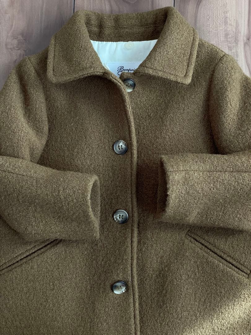 ウールコート ブラウン ファー襟付き