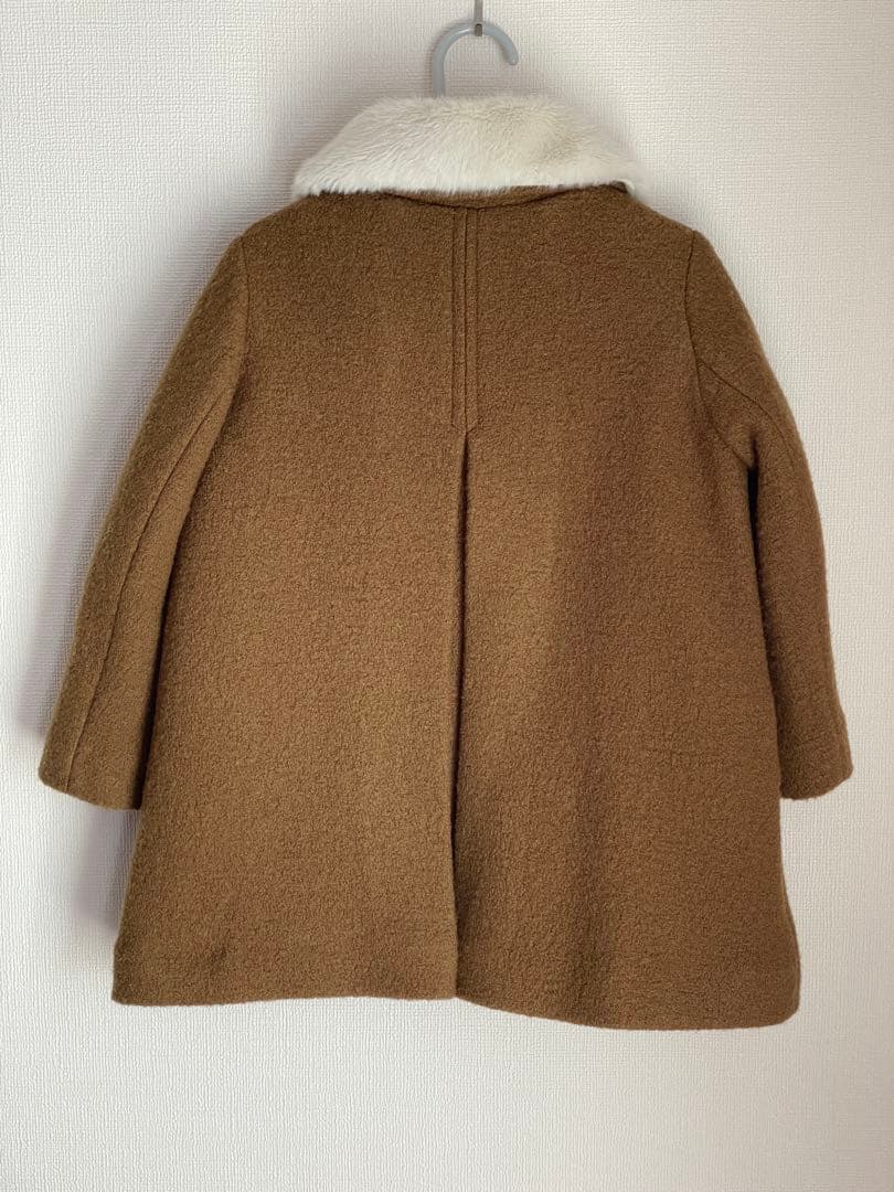 ウールコート ブラウン ファー襟付き