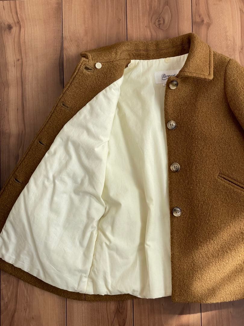 ウールコート ブラウン ファー襟付き