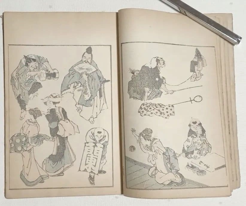 北斎画宛二編（色摺版画本)葛飾北斎画明治初期後摺再板になります（初版は天保3年)