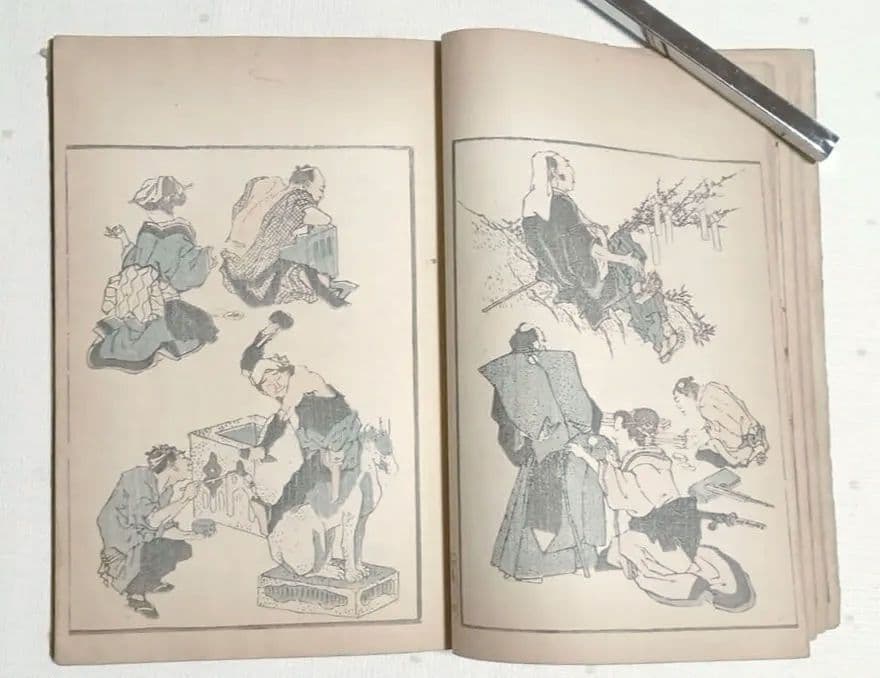 北斎画宛二編（色摺版画本)葛飾北斎画明治初期後摺再板になります（初版は天保3年)