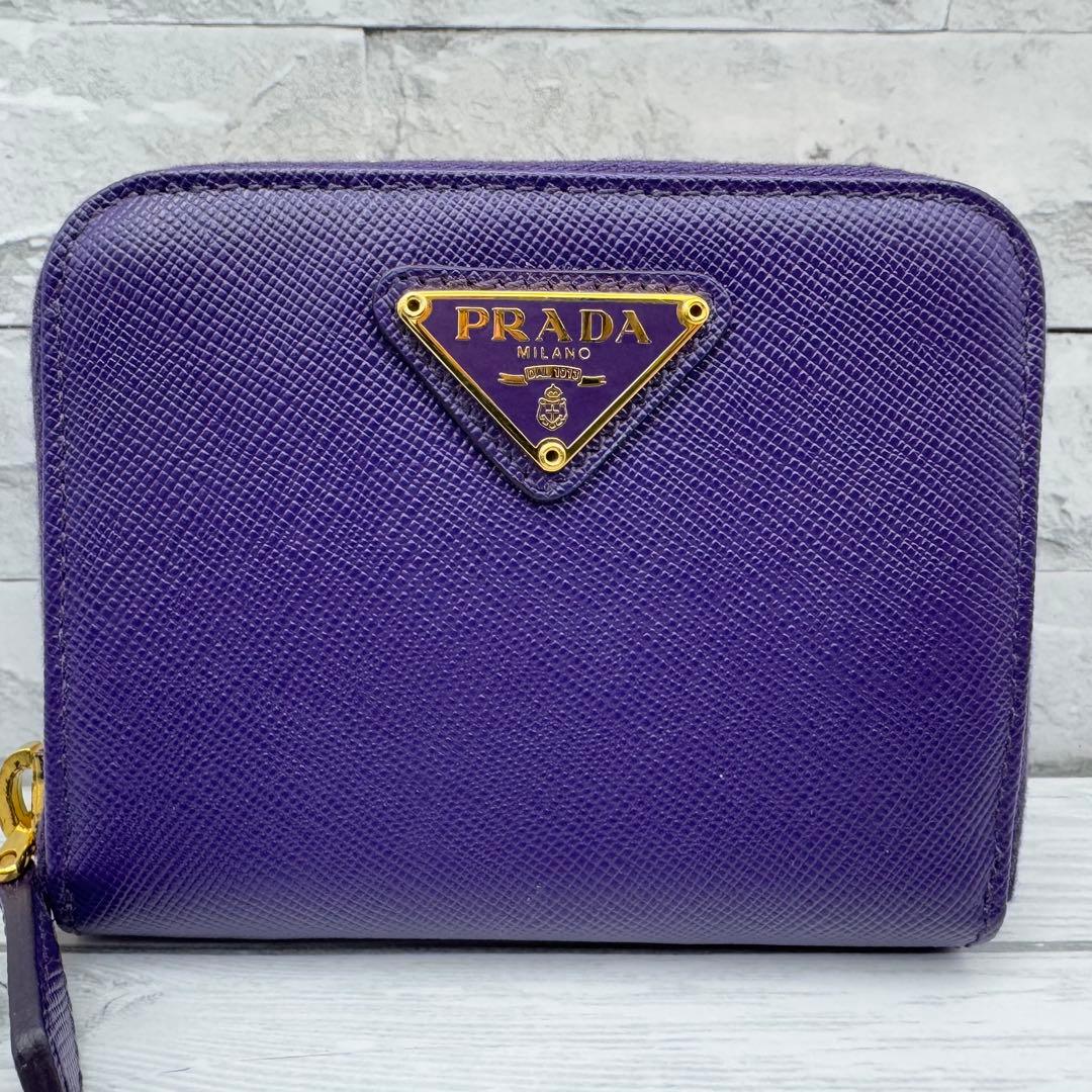 【極美品】PRADA　ケース　三角ロゴ　サフィアーノレザー　ネイビーブルー