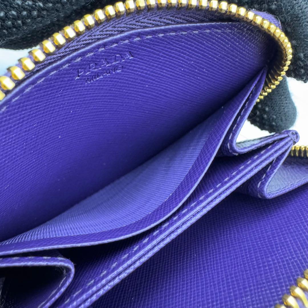 【極美品】PRADA　ケース　三角ロゴ　サフィアーノレザー　ネイビーブルー