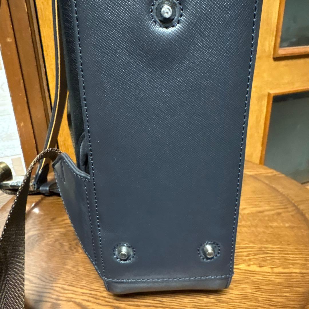 P.I.D/ビジネスバッグ/2way/ブリーフケース/ネイビー/レザー