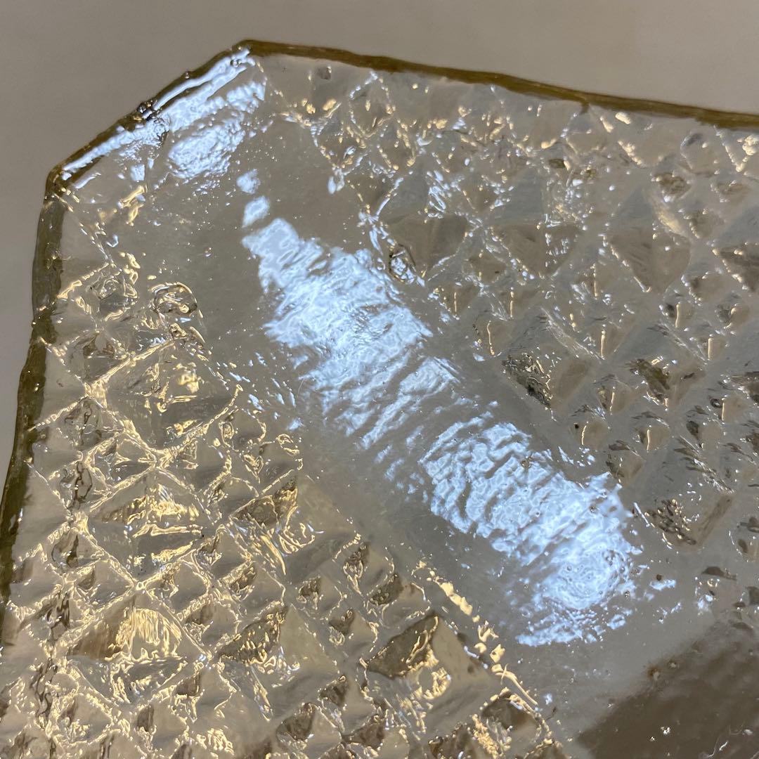 ギヤマン　大正ガラス　アンティーク　プレート　角プレート　気泡　レトロ⑨