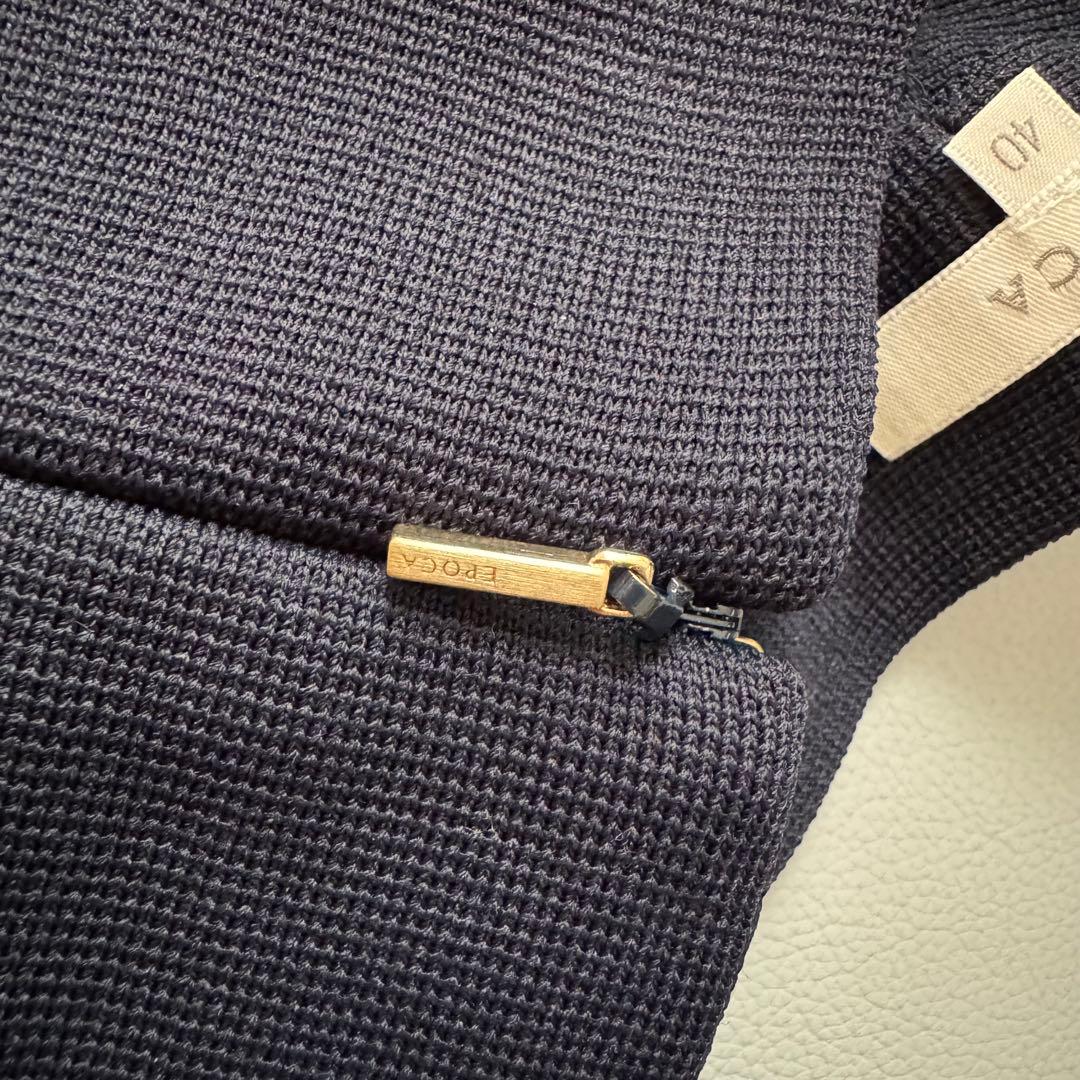 極美品　EPOCA ラ・マリア　クロスニットパンツ　ワイド　ガウチョ　紺