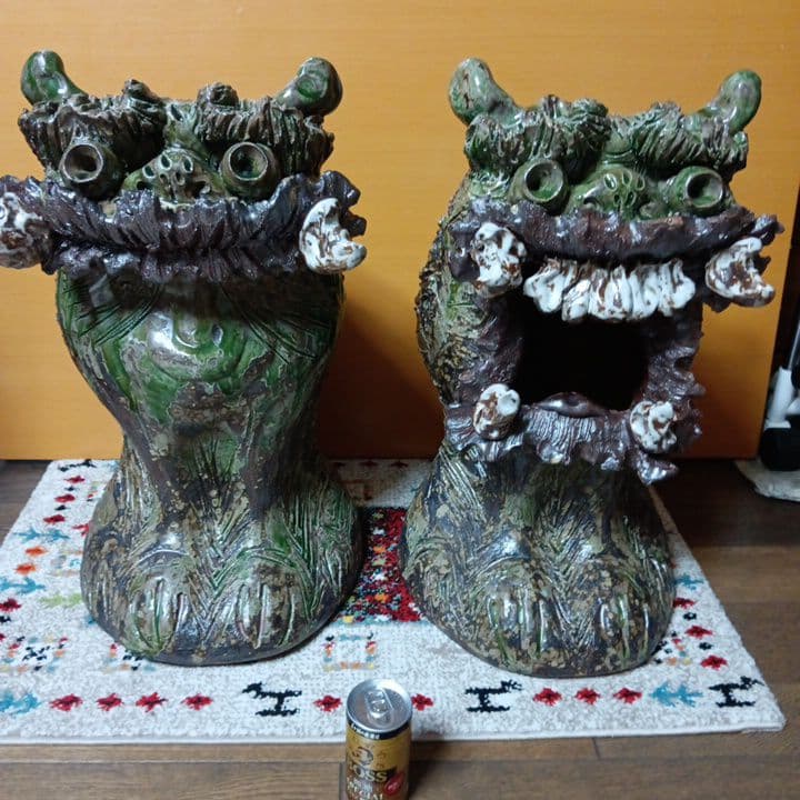 大きなシーサー像 陶器製 約55cm 信楽焼 魔除縁起物 獅子 沖縄琉球 守神