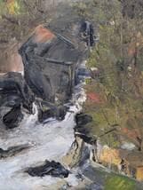 【真作】絵画　油彩4号　山の水辺風景　荒々しい水の流れと自然の息吹　X60