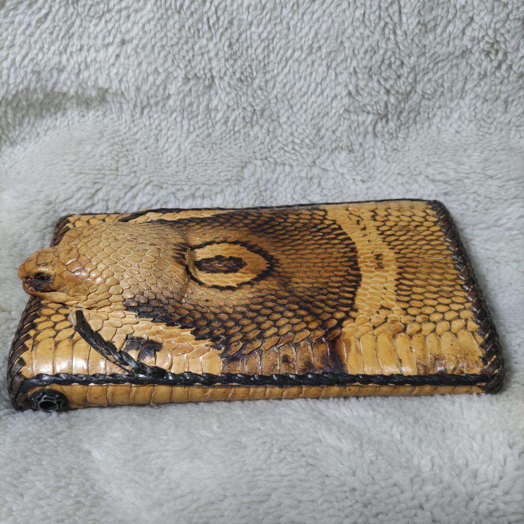 バイカーズウォレット　ライダースウォレット　財布　長財布　蛇革　コブラ　頭