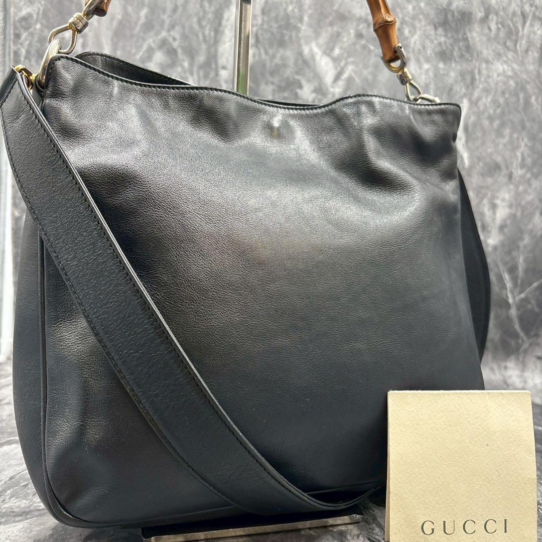 ✨美品✨GUCCI ショルダーバッグ 2way バンブー レザー ブラック