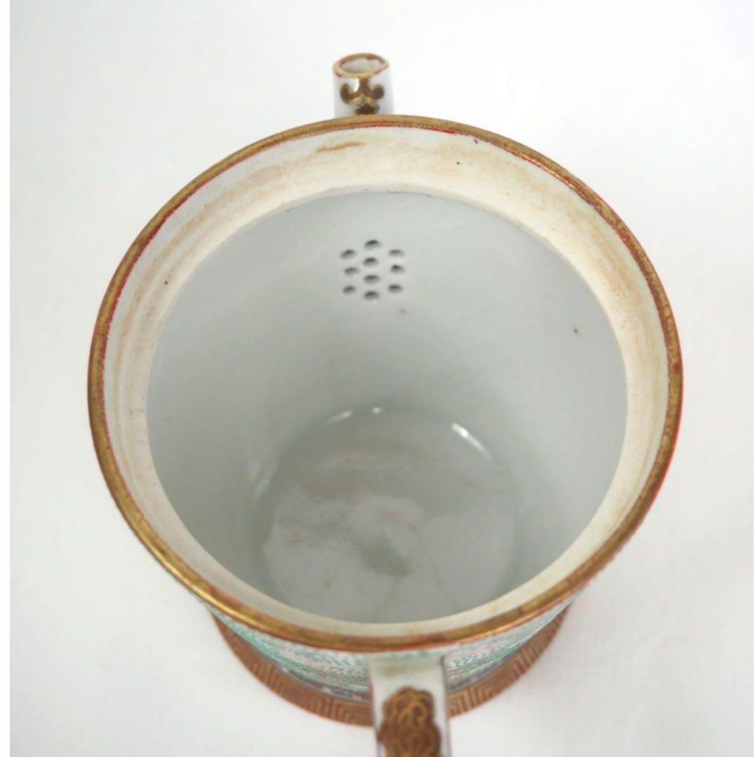 送料無料　時代物　九谷焼　家紋入り急須　★希少★　煎茶道具